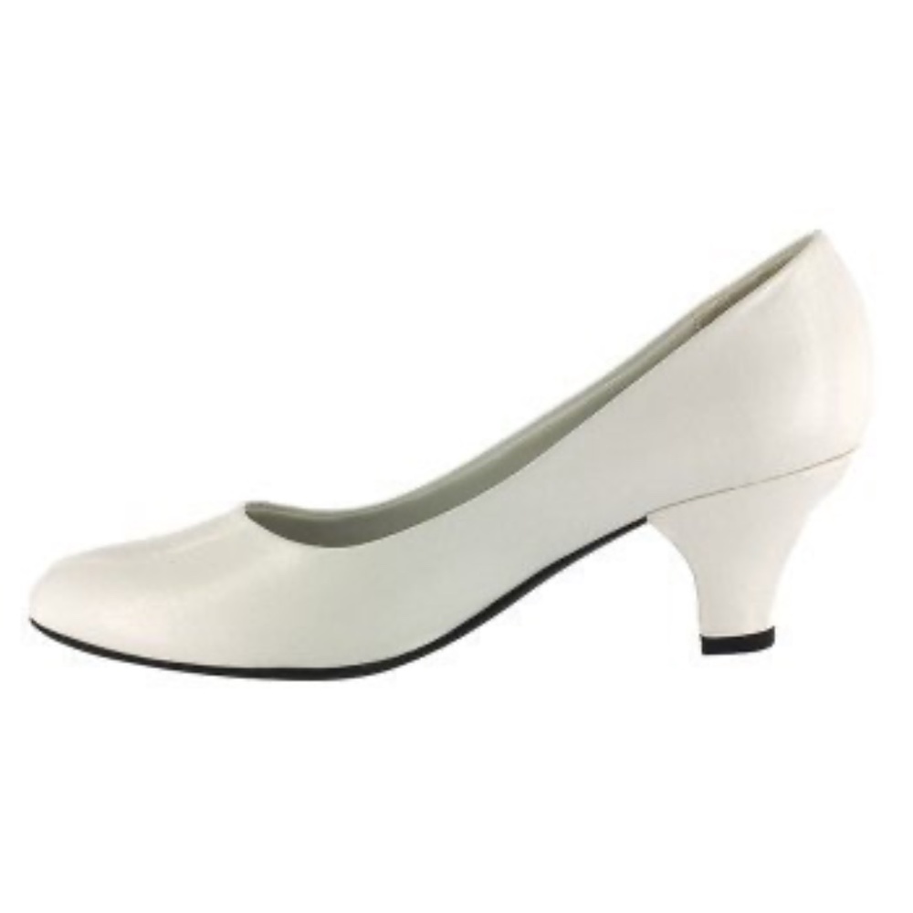 NEW EASY STREET WOMENS FABULOUS FAUX LEATHER SLIP ON HEELS PUMPS SHOES WHITE - Picture 4 of 5